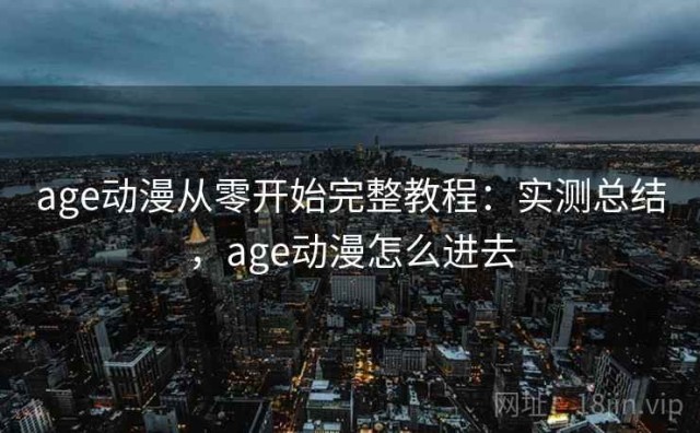 age动漫从零开始完整教程：实测总结，age动漫怎么进去