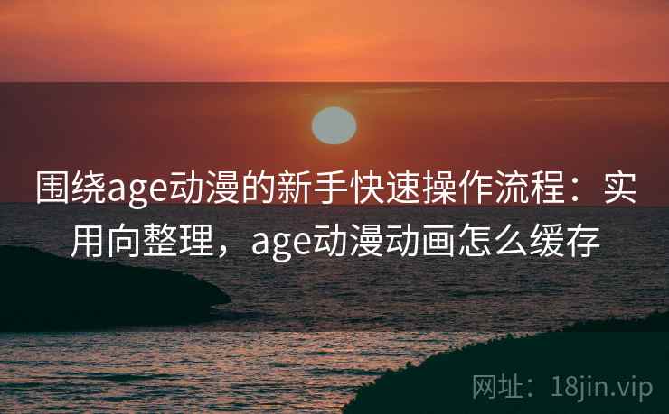围绕age动漫的新手快速操作流程：实用向整理，age动漫动画怎么缓存