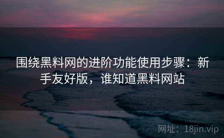 围绕黑料网的进阶功能使用步骤：新手友好版，谁知道黑料网站